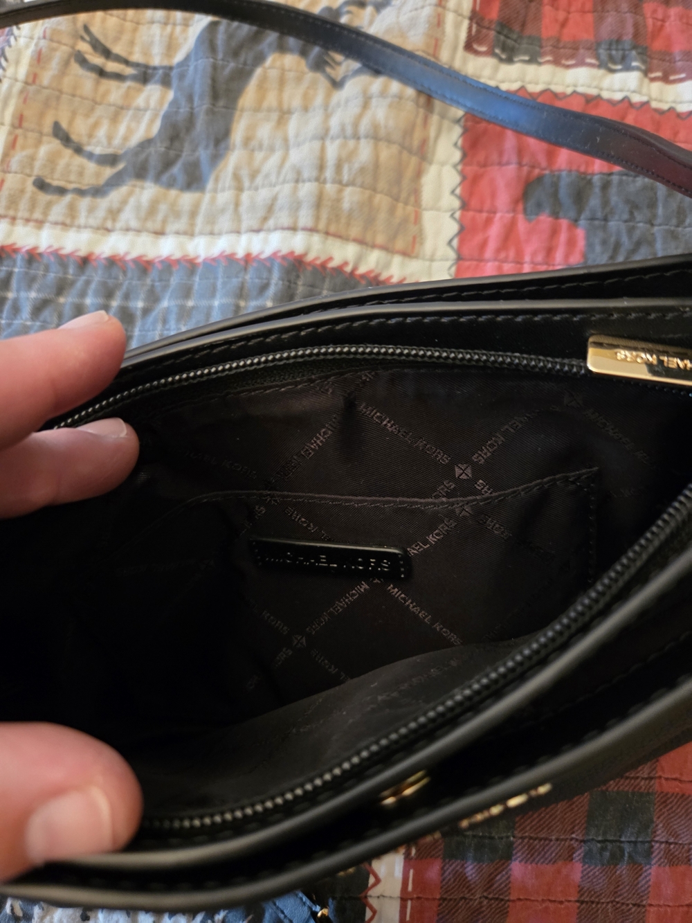 Michael Kors Black Pebbled Leather Crossbody with Gold Hardware - Picture 4 of 4